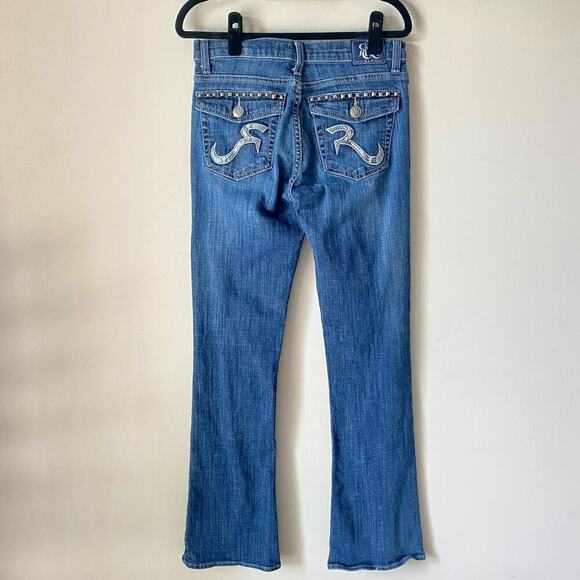 ROCK & REPUBLIC Jeans Kasandra Boot Cut Studded Dark Wash Mid Rise Denim 6 - Picture 2 of 8